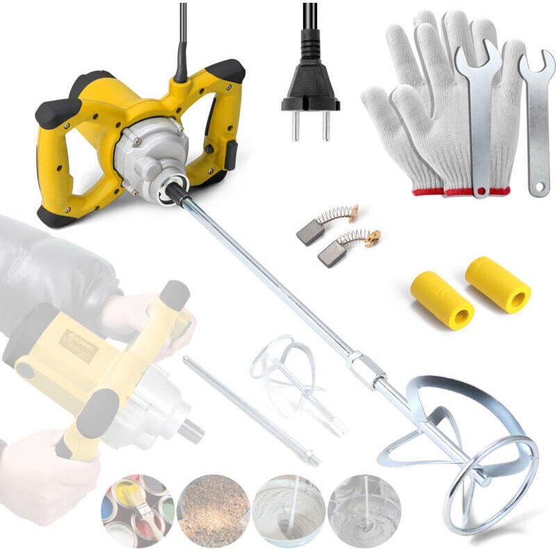 Vtizikl Malaxeur Mortier Colle 2100 W, Malaxeur Beton 220V, Melangeur Beton Avec 6 Vitesses, Betonniere Électrique, Idéa...