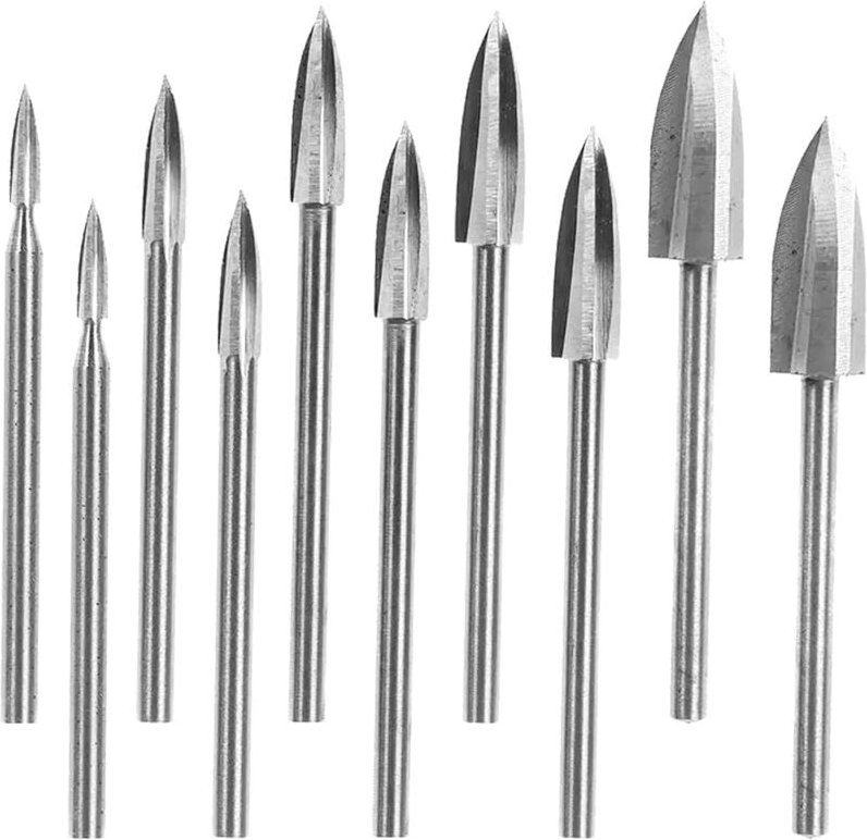 10 Stück Holzschnitz- und Gravurbohrer-Zubehör, Gravurbohrer, DIY-Holzbearbeitungsbohrer, geeignet für Rotationswerkzeug...