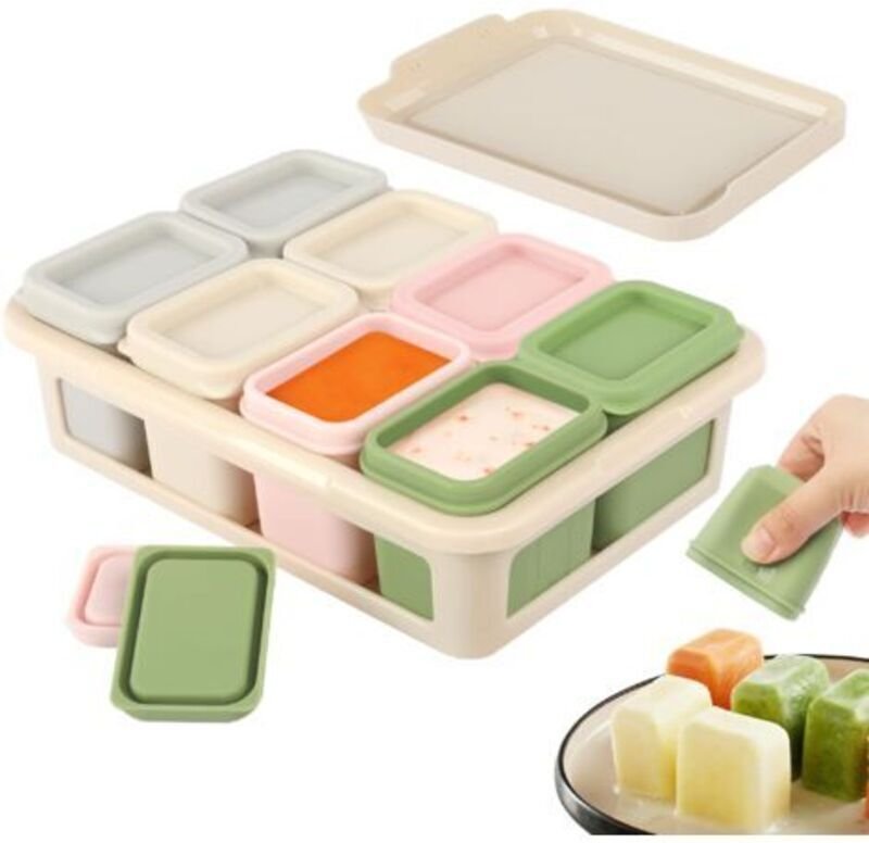 8 Gourmet-Silikontöpfe für Babys – 50 ml, mattiert, Farbverlauf, auslaufsicher, luftdicht, ofen- und mikrowellengeeignet...