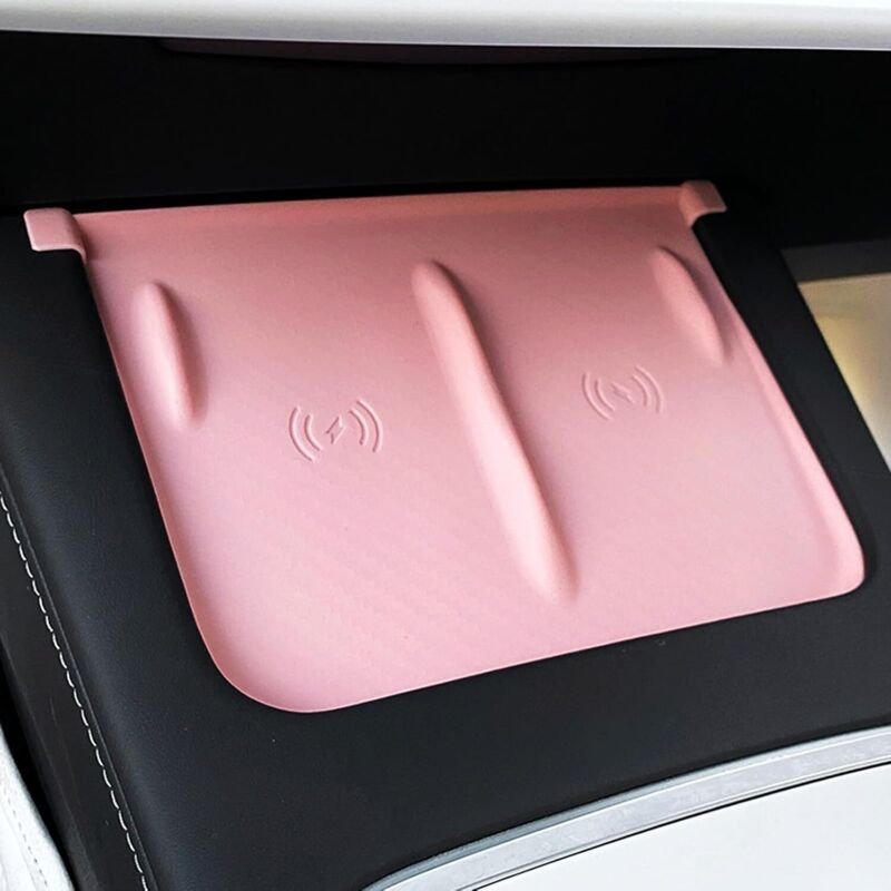 Kabelloses Ladepad für die Mittelkonsole von Tesla Model 3 und Model Y (Modelle 2021-2023), Carbonfaser-Textur, unterstü...