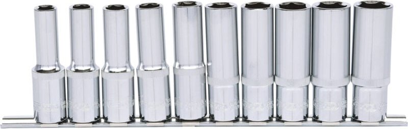 KS Tools 1/2" CHROMEplus Sechskant-Stecknuss-Satz, lang, 10-teilig 10-19mm