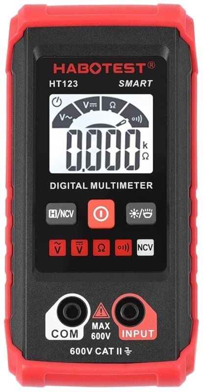 HT123 Digitalmultimeter, Auto Range Multimeter, 2000 Counts, True RMS AC/DC Spannungswiderstandsmessung, NCV-Test mit LC...