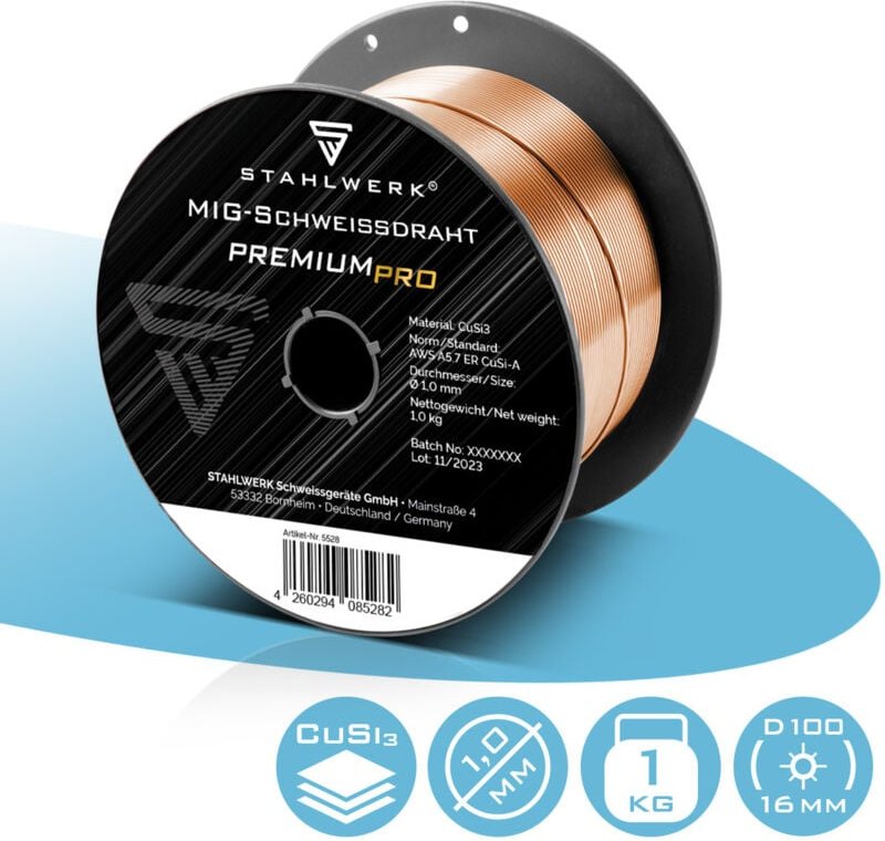 STAHLWERK Schweißdraht MIG MAG CuSi3 1,0 mm 1 kg Drahtrolle