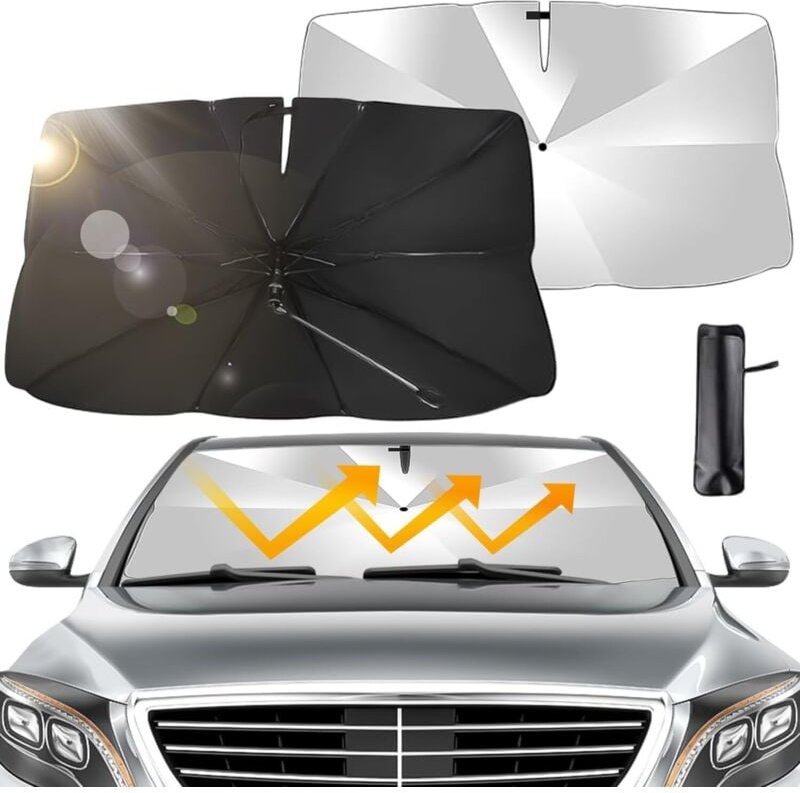 Sonnenschutz für die Windschutzscheibe, Sonnenschutz für Autos, 145 x 79 cm großer Sonnenschirm für Autos mit 360° drehb...