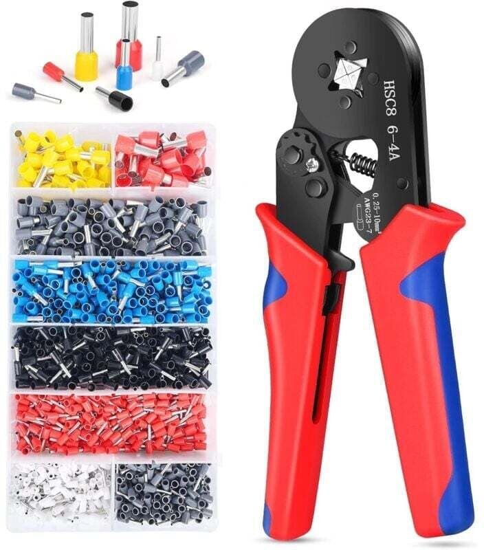Pince À Sertir Auto Ajustable Kit Outil Sertissage Virole 1250 Pièces Bornes Fil AWG 23-7