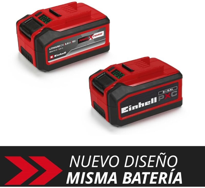 Original Einhell 18V 5-8 Ah Multi-Ah Power X-Change plus Akku (18V, für alle PXC-Geräte, Ladezustandsanzeige, Batteriema...