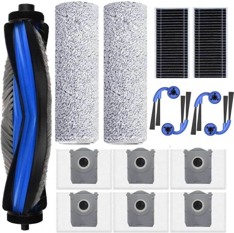 Zubehör für Ecovacs Deebot X9 Pro Omni: 1 Hauptbürste, 6 Staubbeutel, 2 Reinigungstücher, 2 Filter, 4 Seitenbürsten, Ers...