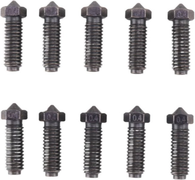 10 Stück Düsen aus gehärtetem Stahl für 2 Düsen 0,4 mm High Flow 0,75 mm Filament 3D-Drucker