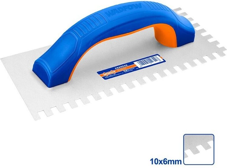 WADFOW Zahnkelle mit PVC-Griff, 230 x 100 mm, Kohlenstoffstahl, 10 x 6 mm Zähne, ergonomisch