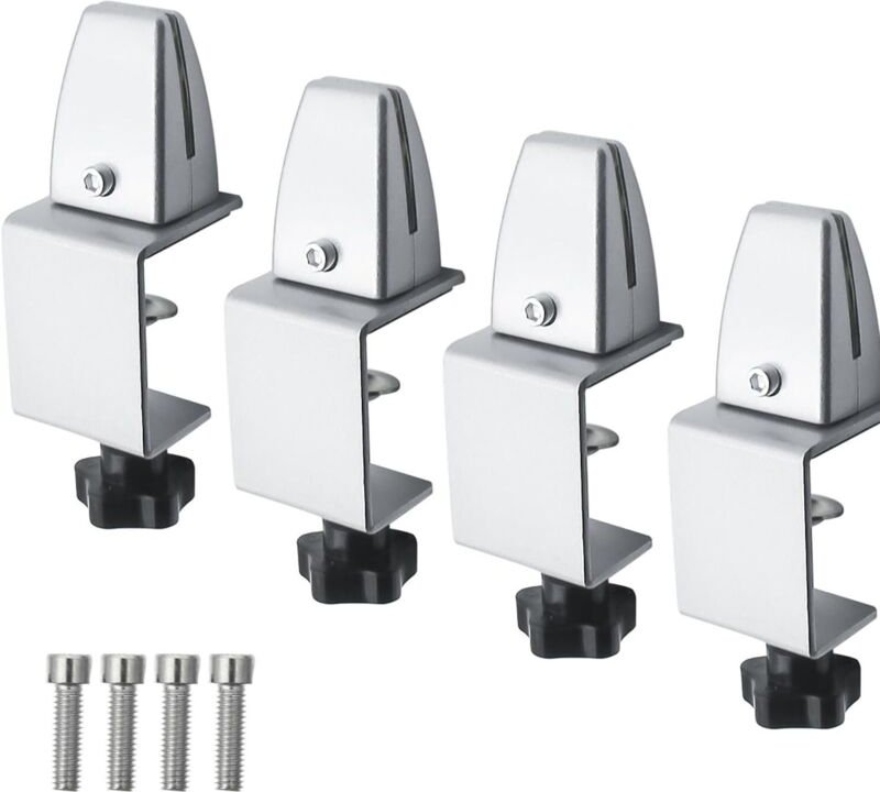 Lntyq 4 Stück Plexiglas-Schreibtischklemmenhalter, verstellbare Schreibtischtrennklemmen aus Aluminium für Callcenter, B...