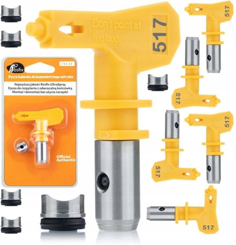 Thumbnail - Rosfix Set Ultra Spray 517 – Airless Sprühdüse 0,017" für Acryl & Latex 25 cm Sprühbreite Werkzeuglos Montierbar Kompati...