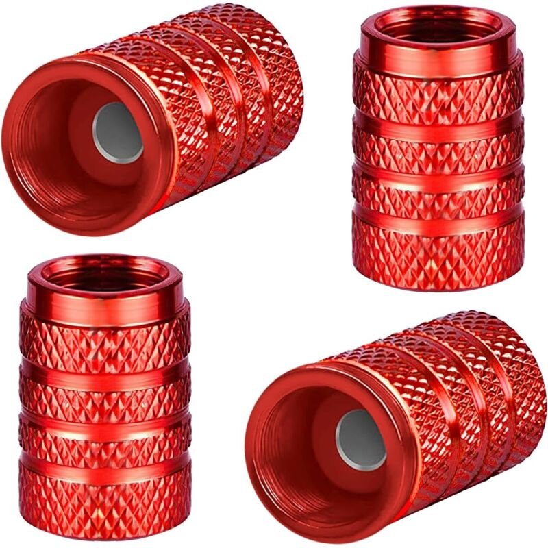 CCYKXA Ventilkappen aus Aluminium, 4 Stück, Staubkappen aus Metall für Autoreifen, Universal-Ventilkappen mit Dichtung f...