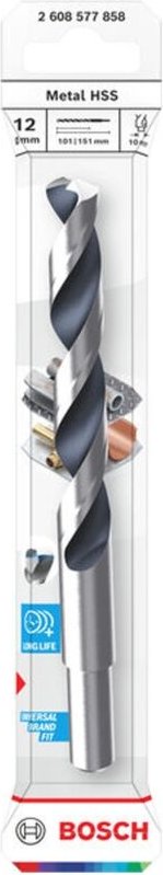 Bosch Metal-Spiralbohrer HSS, 12 x 101 x 151 mm, CYL Reduzierter Schaft