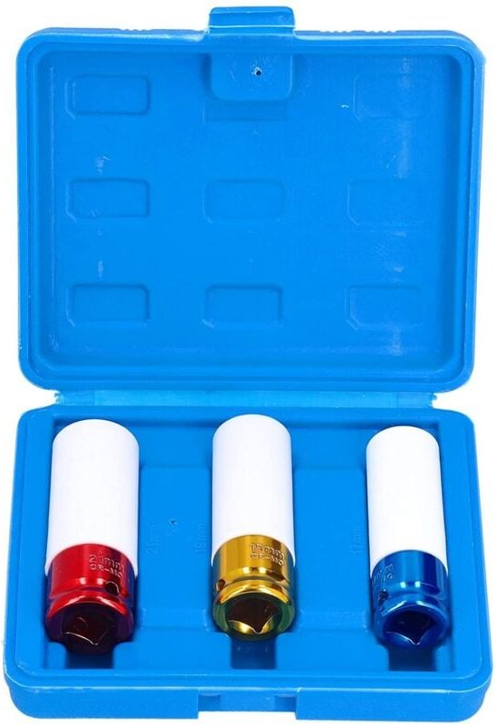 3-teiliger Radmuttern-Steckschlüsselsatz, 1/2-Zoll-Antrieb, metrischer extra dünnwandiger Radmuttern-Schlagschrauber-Ste...