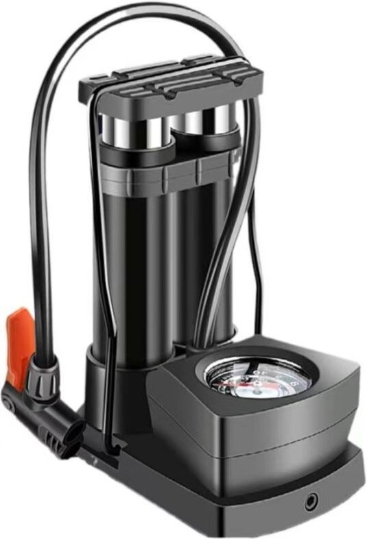 Fuß-Doppelzylinder-Luftpumpe, Fahrrad-Standpumpe, Luftpumpe für Bälle, Fahrräder, Motorräder, aufblasbare Betten, Kissen...