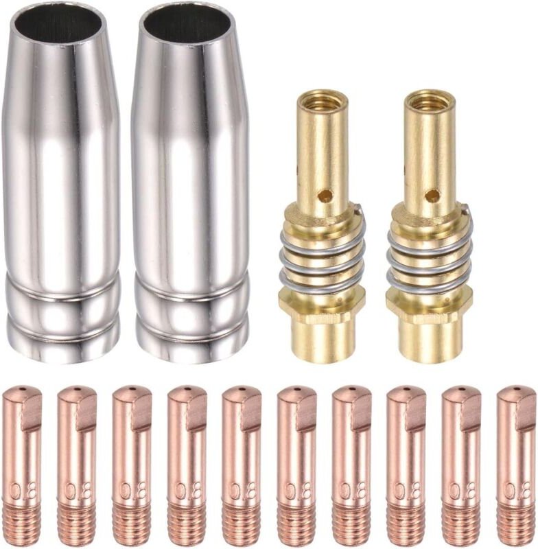 Zubehörset für Inertgas-Schweißbrenner (MIG): 0,8 mm leitfähige Kontaktspitze, Düsenanschlussstange, 15AK-Verschleißteil...