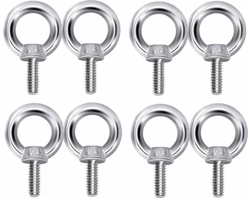 Bluedeer - 8 Stück Ringschraube M4 Augenschraube 304 Edelstahl Augenbolzen Ringbolzen M4×11 Augenschrauben für Befestige...