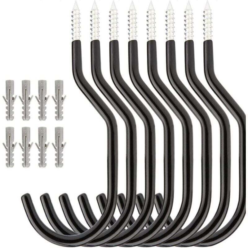 Set mit 8 Stahlhaken zum Aufhängen von Fahrrädern an der Decke, zur Wandaufbewahrung, für Garage, Schuppen, Garten, Farb...