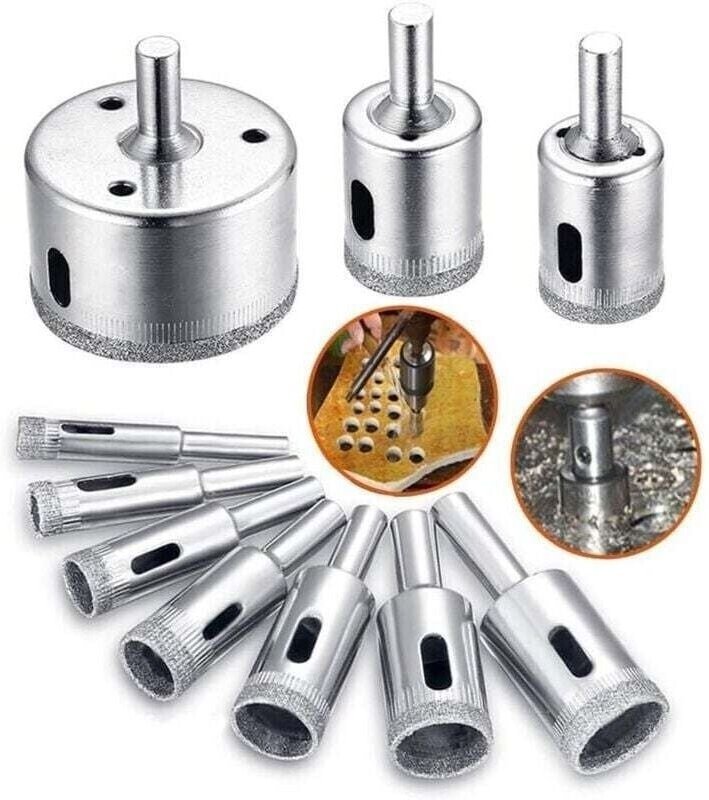 Set mit 10 Diamantbohrern für Keramik, Glas, Porzellan und Fliesen – 8 mm x 50 mm