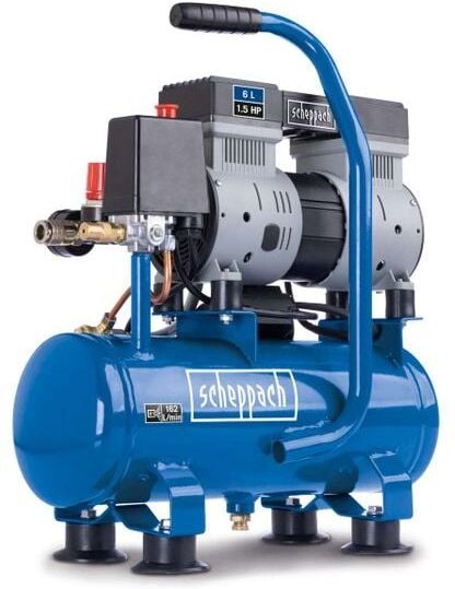 Leiser Kompressor 6lt 8 bar 1,5 PS Scheppach hc08si