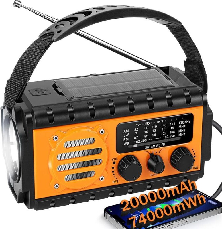 20000 mAh SW/AM/FM Survival Dynamo Radio, Solar Survival Dynamo Lampe, große Batterie, tragbares Aufladen von Mobiltelef...