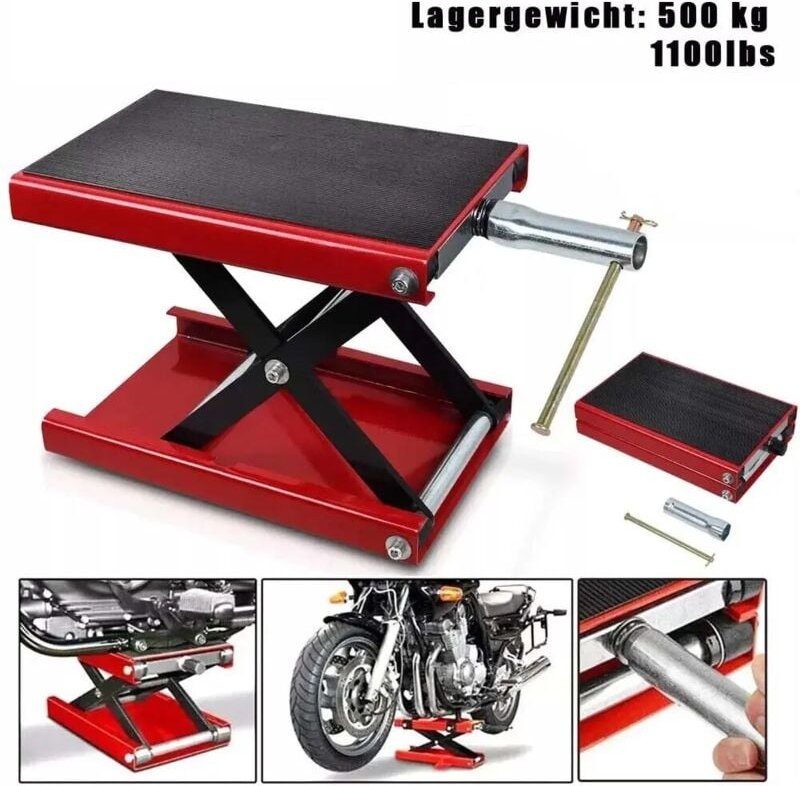 Professioneller Motorrad-Hubtisch 500 kg, Motorrad-Scherenhebebühne, verstärkte Sicherheit, Motorrad-Hebebühne, Hubhöhe ...