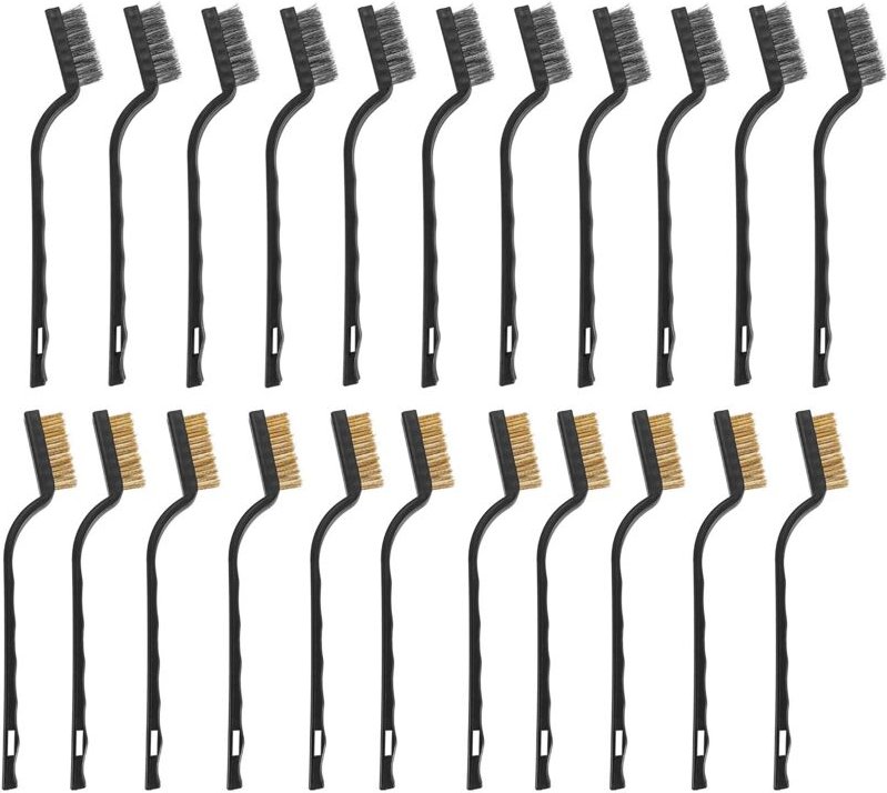 Drahtbürste aus Metall, zum Reinigen von Schweißschlacke und Rostkratzern, gebogener Griff, 20 Stück