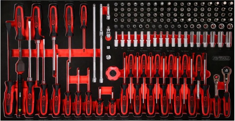 Ks Tools 1/4 Steckschlüssel- / und Schraubendreher-Satz in Schaumstoffeinlage, 146-tlg.