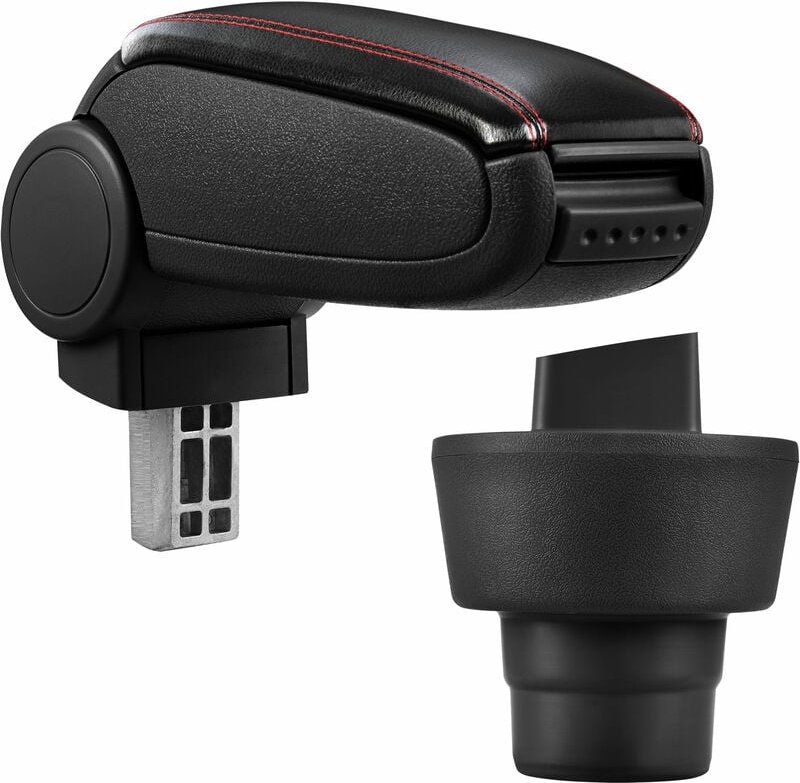 Pro.tec - Mittelarmlehne bmw Mini R50 R53 mit Staufach Kunstleder Schwarz mit roten Nähten