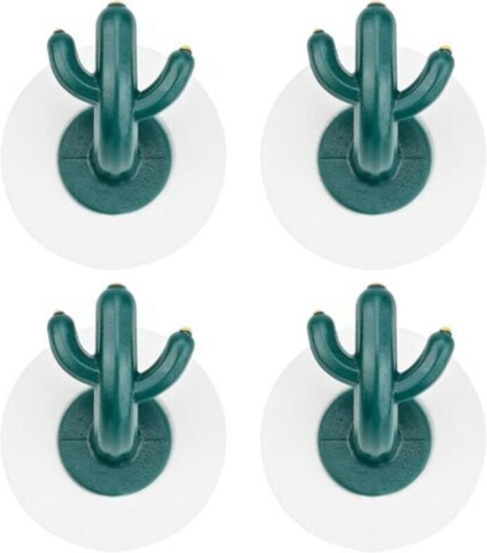 4 Stück Klebehaken Kaktus Handtuchhaken Plastik Klebehaken Wasserdichte Wandtürhaken zum Aufhängen von Mänteln, Bademänt...