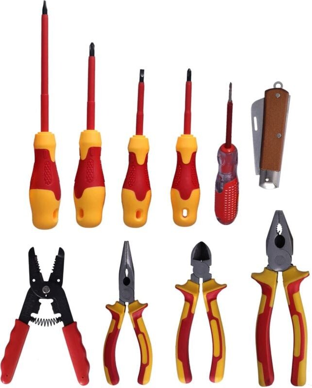 10-teiliges isoliertes Werkzeugset, Elektriker-Werkzeugset mit Schlitzschraubendreher-Set, Komplettes Werkzeugset