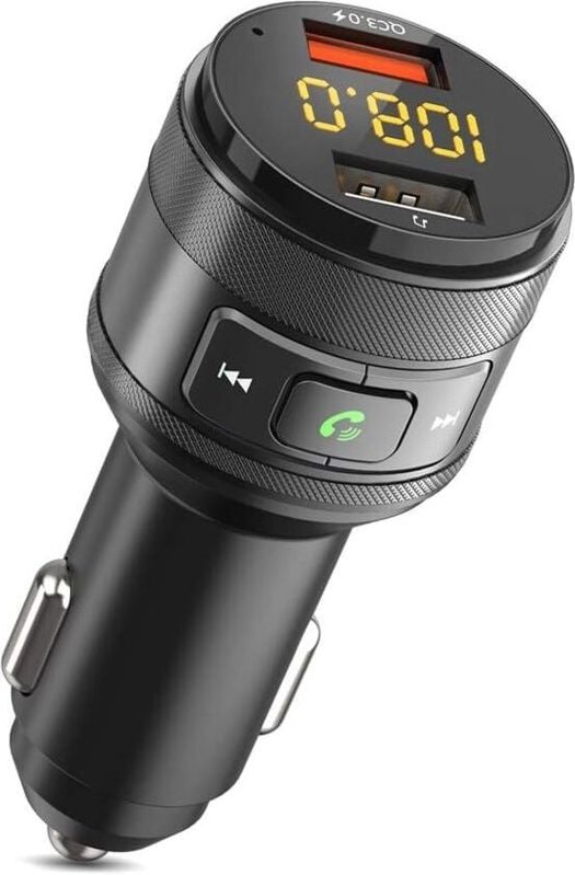 Bluetooth 5.3 Kfz-Ladeadapter mit QC 3.0 Schnellladeanschluss und zwei USB-Anschlüssen, kompatibel mit Freisprecheinrich...