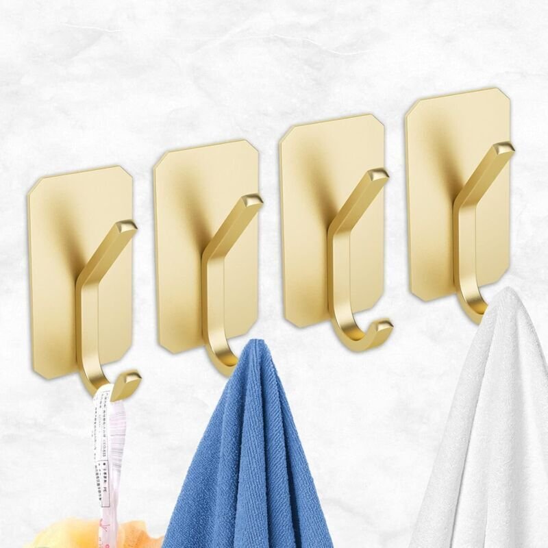 (oder) Selbstklebender Wandhaken, 4 Stück selbstklebender Haken, Wandhaken, für Küche, Badezimmer, Büro, Küchenhaken zum...