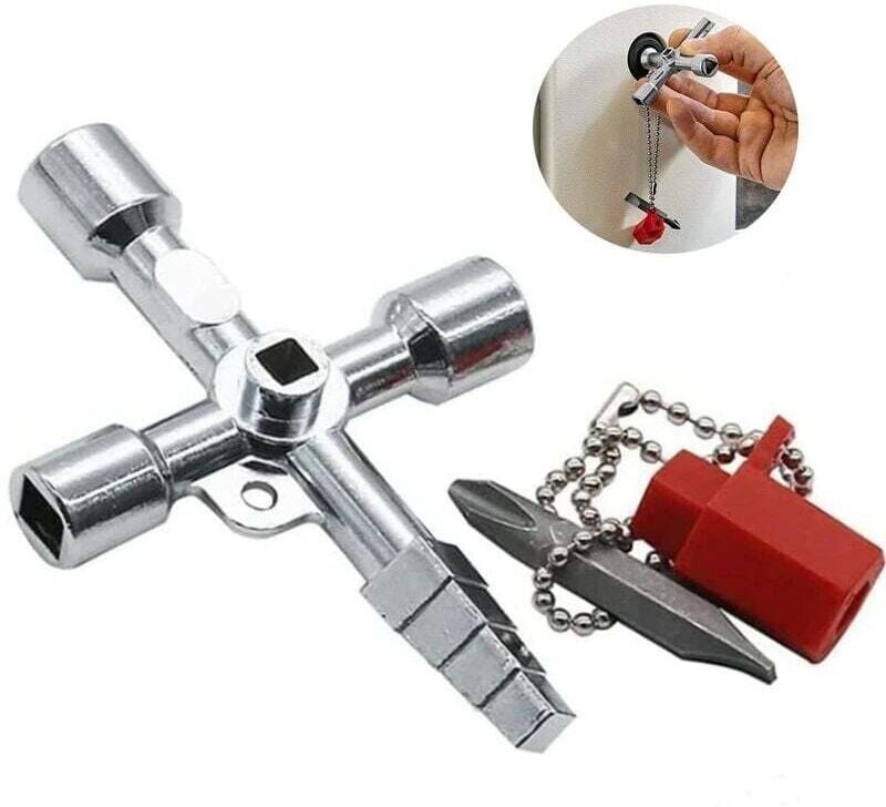 4-Wege-Multifunktionsschlüssel, Multifunktions-Universal-Kreuzschlüssel, Dreieckschlüssel, Abzweigschalterschlüssel für ...