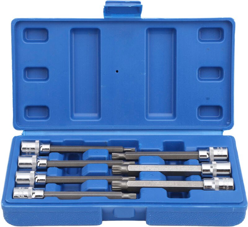 Satz mit 7 zusätzlichen Vielzahn-Steckschlüsseln M4 M10 3 8, mit Werkzeugkasten, Kfz-Reparaturwerkzeug, Steckschlüssel.