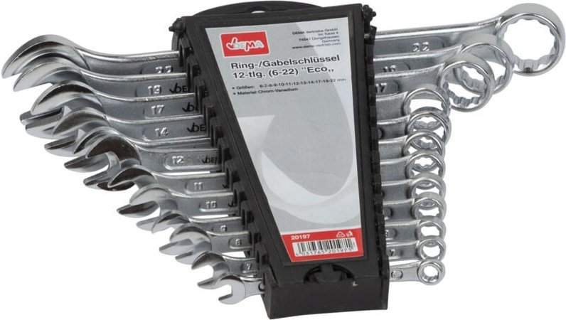 Dema - Doppel Ringschlüssel / Ringschlüsselsatz, von 6-22 mm, 12-tlg. Set, aus crv