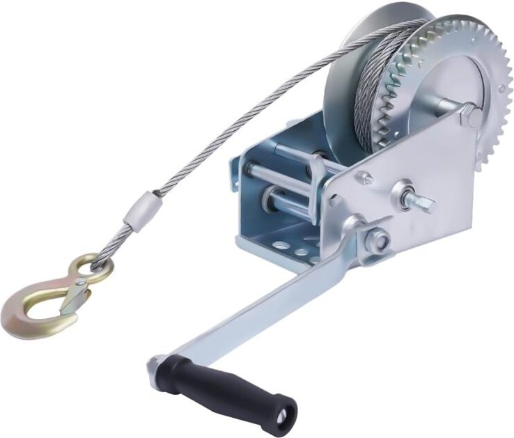 Handseilwinde 1500KG Profi Seilwinde Handwinde mit 10m Drahtseil, für Anhänger lkw pkw