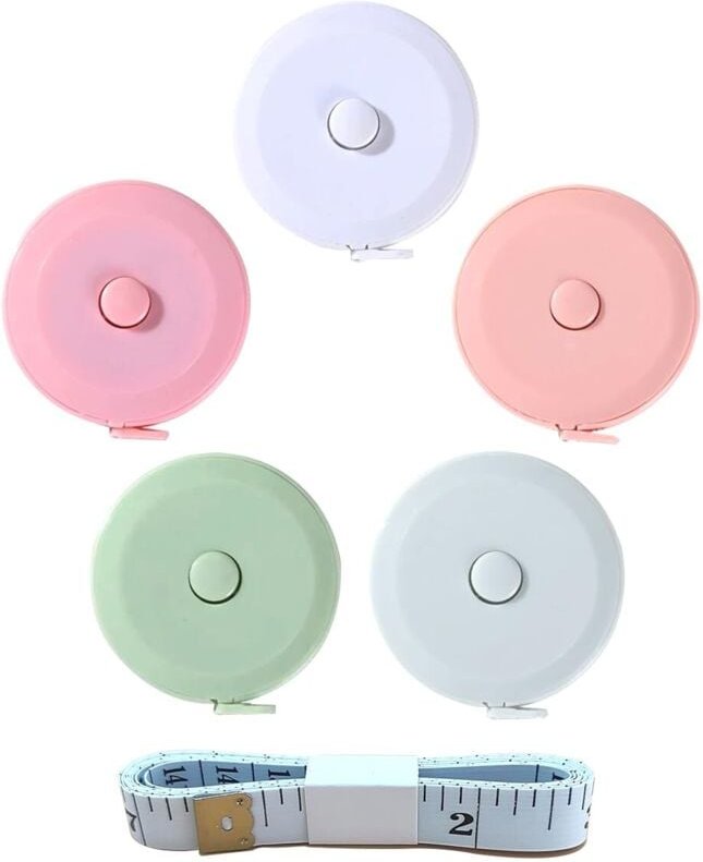 Set mit 5 Teleskop-Maßbändern, 1,5 Meter (60 Zoll) lange Maßbänder mit doppelseitigen flexiblen Linealen, geeignet für K...