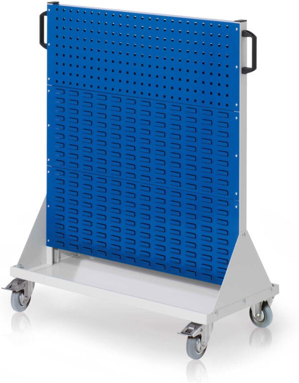 Kappes RasterMobil® mobiler Arbeitsplatzschrank Größe 3 1230x1000x500mm 2 Lochplatten 4 Schlitzplatten - enzianblau