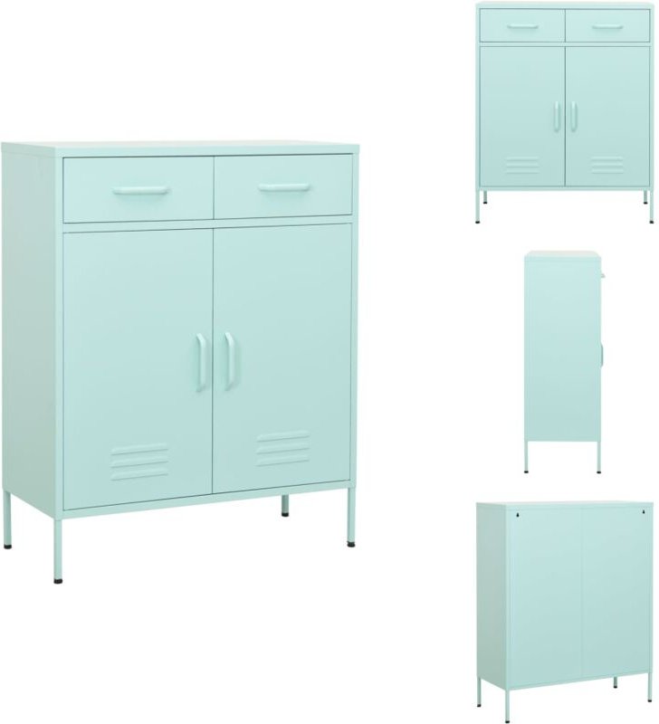 Lagerschrank Minzgrün 80x35x101,5 cm Stahl - Metallschrank - Aufbewahrungsraum - Garderobe - Wohnzimmermöbel - Schlafzim...