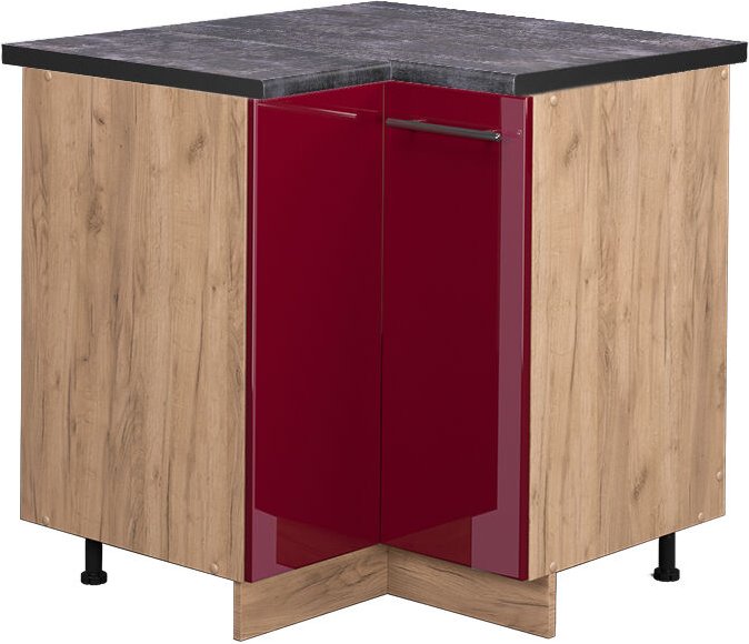 Thumbnail - Vicco - Eckunterschrank Fame-Line, Bordeaux Hochglanz, 80.5 cm, ap Anthrazit