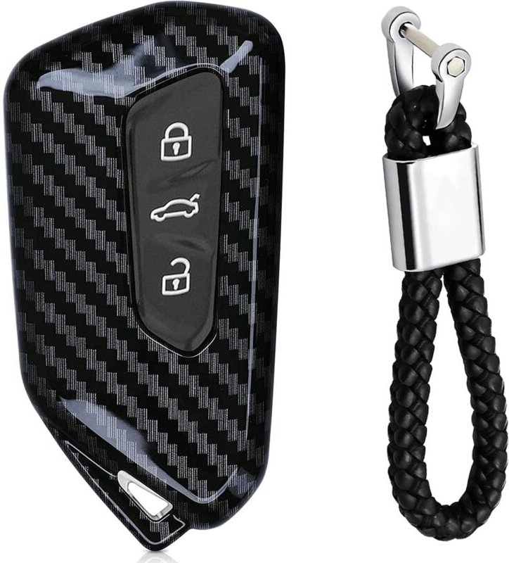 Autoschlüsselgehäuse Kompatibel mit vw Golf 8, 3-Tasten-Autoschlüsselgehäuse, vw Golf 8 mit Schlüsselanhänger - Ymyny