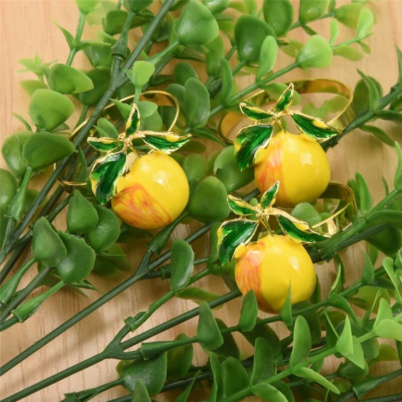 12 StüCk Zitronen- Sommer-Serviettenhalter Tropische FrüChte Serviettenschnallen-Dekoration für Sommer-Geburtstags-Hochz...