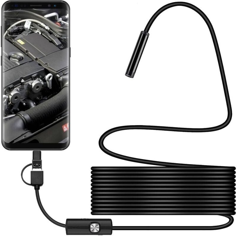 Thumbnail - Telecamera di ispezione usb Snake, endoscopio usb c impermeabile IP67, telecamera di tipo c con 6 luci led regolabili pe...
