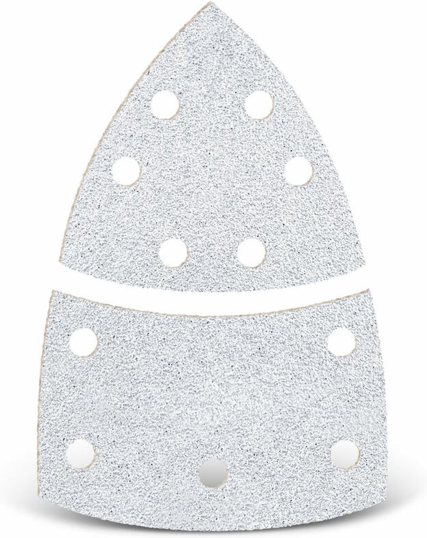 White Klett-Schleifblätter, 93 / 62 x 102 mm, 11-Loch, f. Deltaschleifer, Normalkorund (50 Stk.) K180 - Menzer