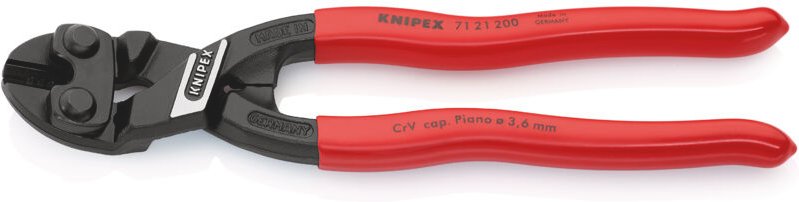 KNIPEX 71 21 200 SB CoBolt® Kompakt-Bolzenschneider mit Kunststoff überzogen schwarz atramentiert 200 mm