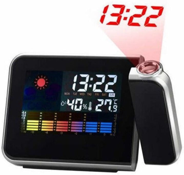 Trade Shop Traesio - Trade Shop - wecker digitales hygrometer laser temperatur luftfeuchtigkeit alarm datum -