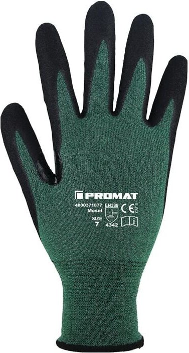 Schnittschutzhandschuhe Mosel Gr.7 grün/schwarz HDPE/Glasfaser/Nitril - Promat