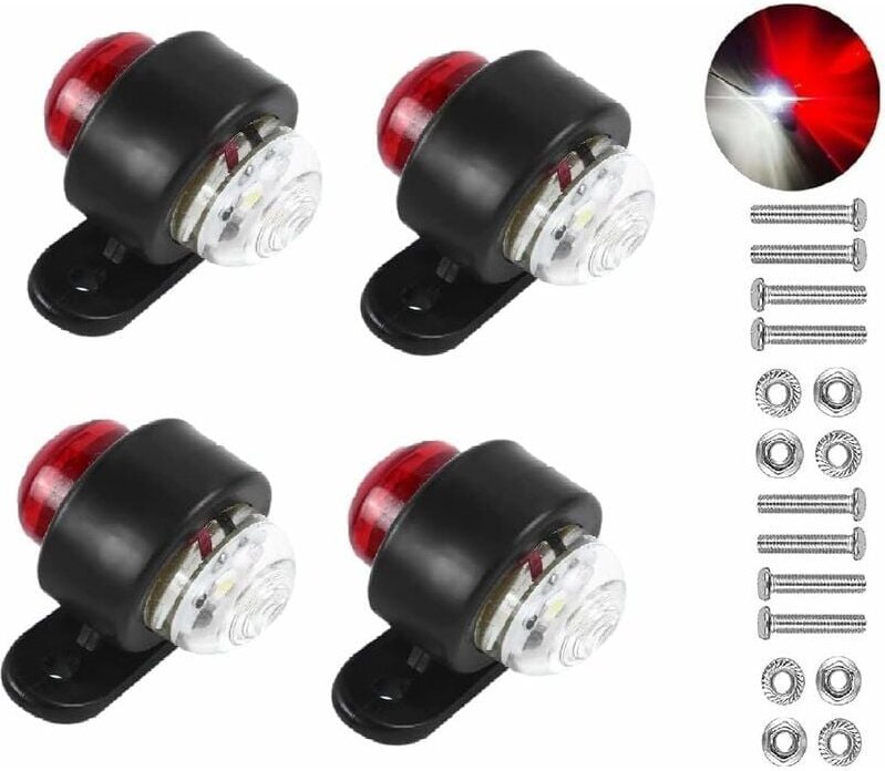Thumbnail - Fuhuida Trading - 4er-Pack LED-Seitenmarkierungsleuchten, 12–24 v, weiß-rote doppelseitige Warnleuchten, LKW-Anhänger-Pa...