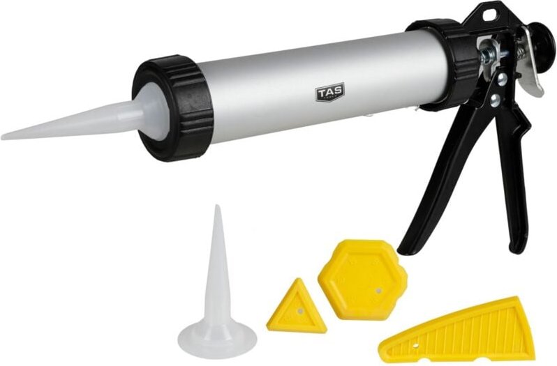 Buri - Alu Silikonpresse mit Zubehör Kartuschenpistole Silikonpistole Kartuschenpresse